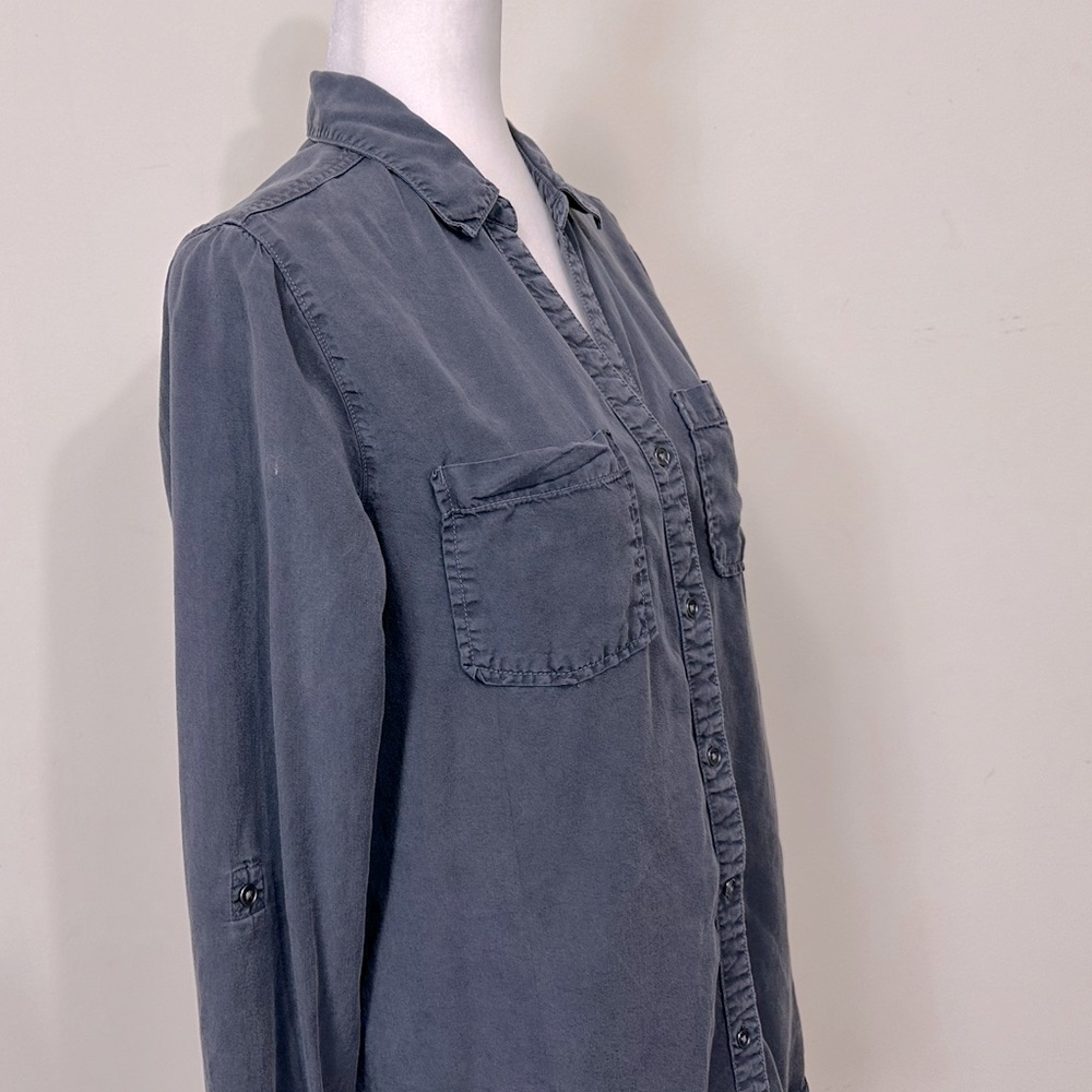 EUC Tinsel 100% Lyocell Long Sleeve w Roll Up Straps Metal Buttons Up Shirt M/L - Picture 5 of 16